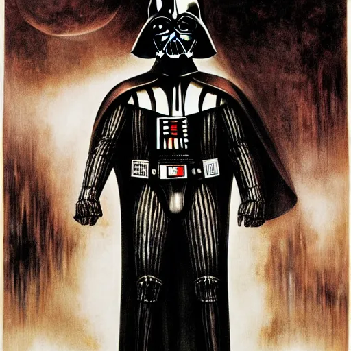 Image similar to darth vader by H. R Giger