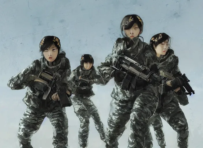 Image similar to female south korean counterterrorist unit 7 0 7 th special mission group, tactical training, by maciej kuciara c 1 0. 0