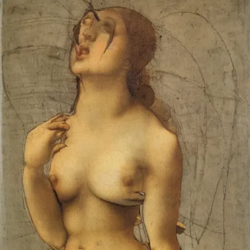 Image similar to a pin up, by leonardo da vinci