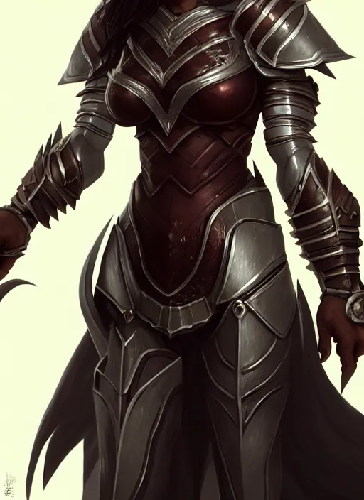 Image similar to full plate armor!!! beautiful and elegant dark hair female orc!! gorgeous ayes!! character concept art, sharp focus, octane render! unreal engine 5! highly rendered!! trending on artstation!! detailed linework!! illustration by artgerm, wlop, and chie yoshii