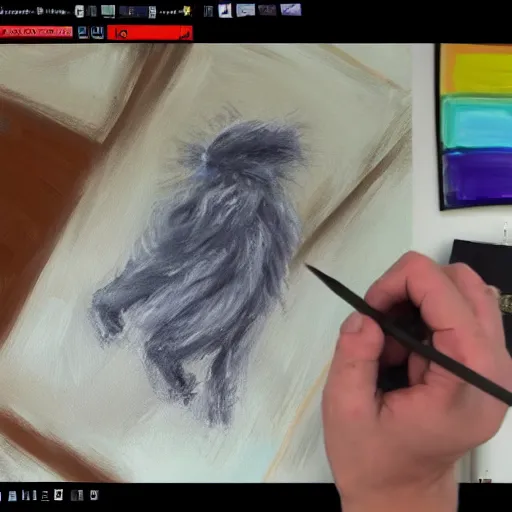 Image similar to twitch stream com _ poser doing a livestream, painting