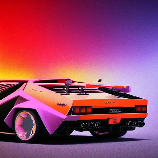 Image similar to colourful vfx art of a 1 9 8 0 lamborghini countach, art by utagawa kunisada & james jean, volumetric light, ray tracing, unreal engine, octane 3 d render, sharp, detailed, digital painting, illustration, highly detailed, intricate detail, pinterest, behance, art station,