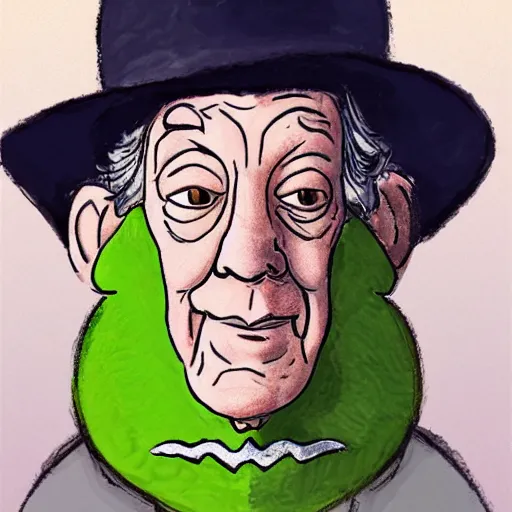 Prompt: a portrait of ian mckellen in the style of frog and toad