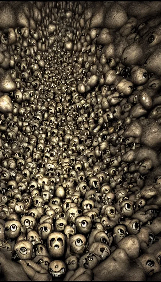 Prompt: a storm vortex made of many demonic eyes and teeth, with cryengine