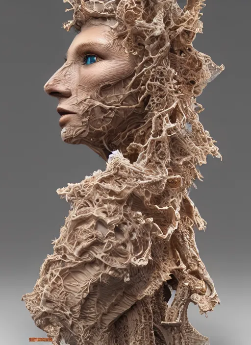 Image similar to high intricate sculpture of tremella - fuciformis, maria panfilova, andrea savchenko, mike kime, ludovic plouffe, qi sheng luo, oliver cook, trending on artstation