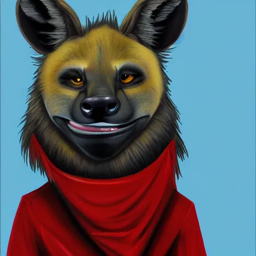 Prompt: Communist Hyena furry profile picture, FurAffinity, Furry art, Anthromorpic Profile Picture,