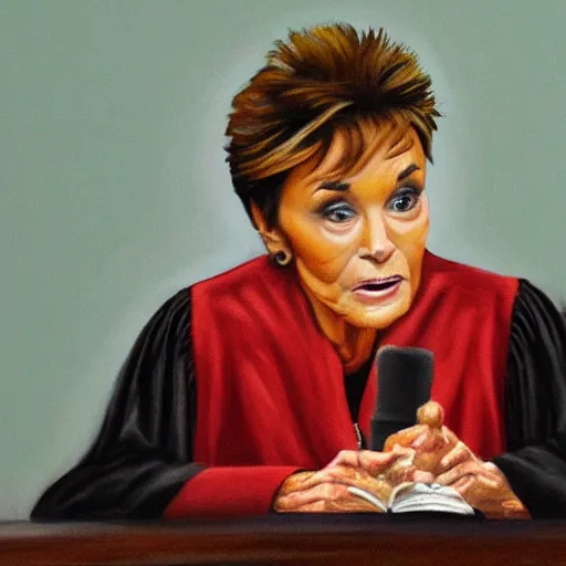 Prompt: finger painting of judge judy