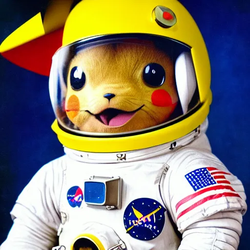 Image similar to Astronaut Pikachu, portrait, 1967 photo