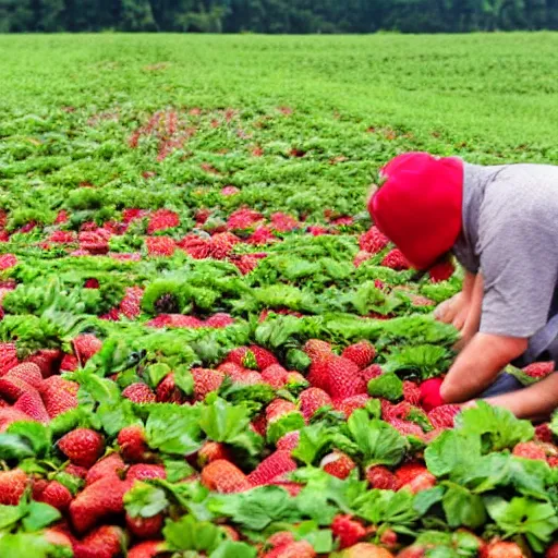 Prompt: a field of strawberries ad infinitum