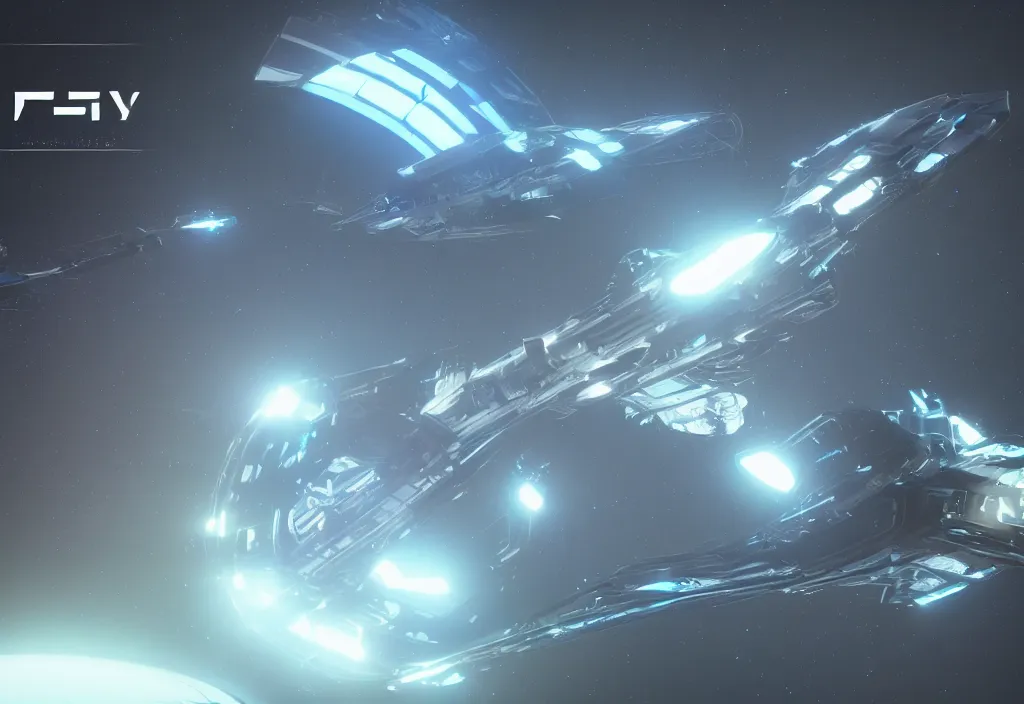 Image similar to a futuristic spaceship made on fiber optic in space, cinematic, unreal engine 5