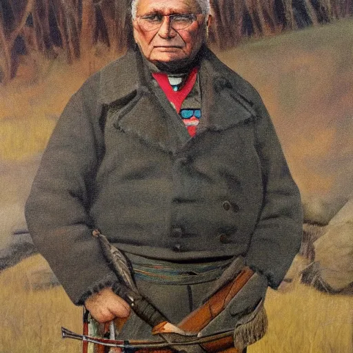 Prompt: painting of chief joseph, in the style of andrew wyeth, award winning, detailed, 4 k, hd