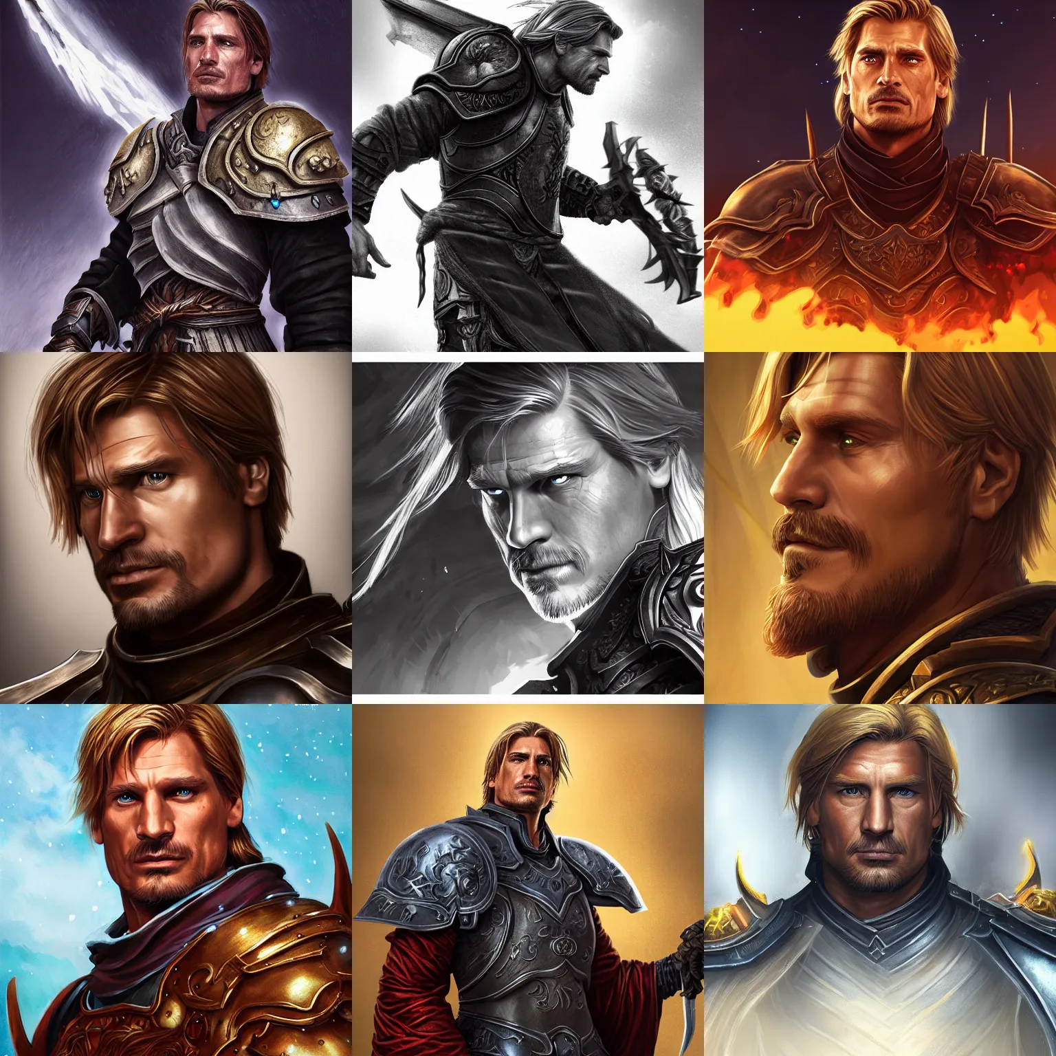 Prompt: jaime lannister by wei wang, detailed, blizzard promo illustration, world of warcraft, trending on artstation