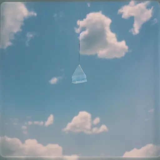 Prompt: realistic! photo of a balenciaga top, floating in sky, color film photography, 35mm