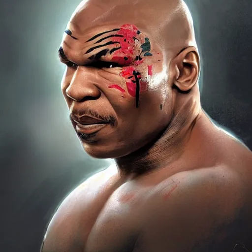 Image similar to beautiful portrait photo of mike tyson in a war with scarlett johansson and her cheddar cheese, 85mm, attractive features, details, sharp focus, illustration, by Jordan Grimmer and greg rutkowski, Trending artstation, pixiv, digital Art