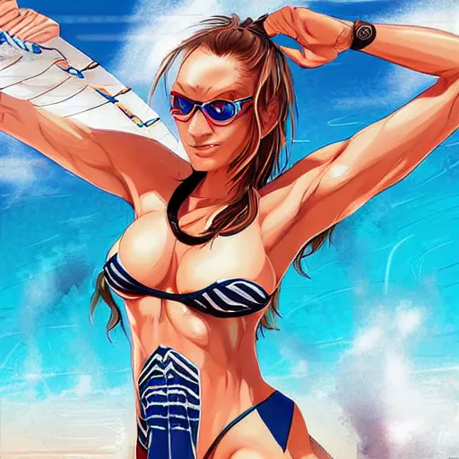 Prompt: dead or alive extreme beach volleyball drawn by artgerm