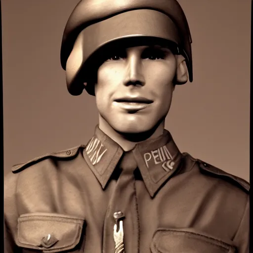 Image similar to jerma 9 8 5 dressed in an american ww 2 uniform during d - day, cinematic lighting, photorealistic, highly detailed