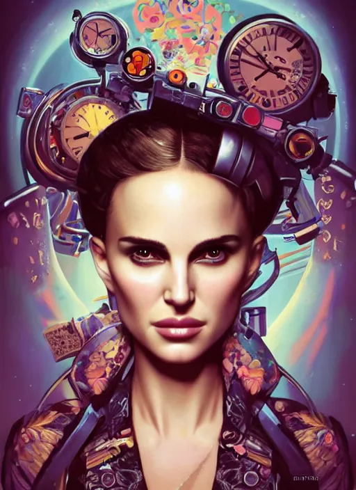 Image similar to lofi clockpunk portrait of natalie portman, pixar style, by tristan eaton stanley artgerm and tom bagshaw.