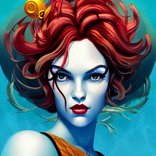 Prompt: lofi underwater bioshock portrait of mermaid, Pixar style, by Tristan Eaton Stanley Artgerm and Tom Bagshaw.