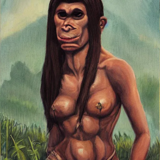 Image similar to Marjorie Taylor Green as a Neanderthal, ultra detailed