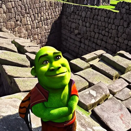 Prompt: Shrek in macchu picchu