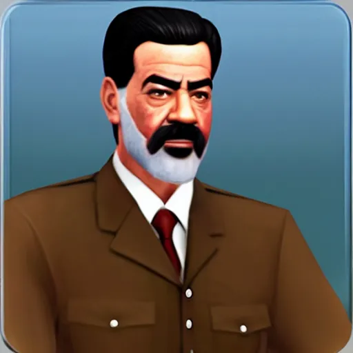Image similar to saddam hussein as a sims character