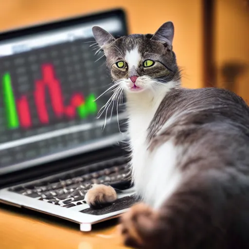 Image similar to photo of anthropomorphic cat trading stocks
