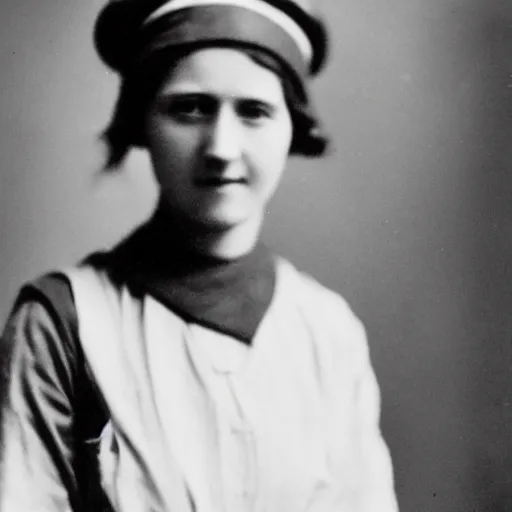 Image similar to photo of a young world war I nurse taken in 1914, black and white, vintage photography, high quality, medium shot