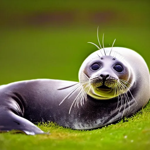 Prompt: a seal - cat - hybrid, animal photography