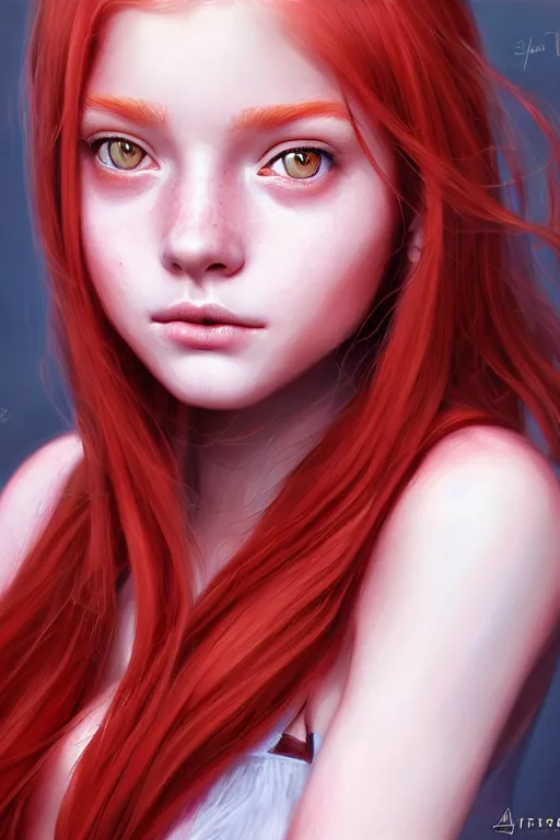 Image similar to ultra realistic style illustration of a cute red haired teen girl, 1 9 year old, sci - fi, fantasy, intricate, elegant, highly detailed, digital painting, artstation, concept art, smooth, sharp focus, illustration, 8 k frostbite 3 engine, ultra detailed