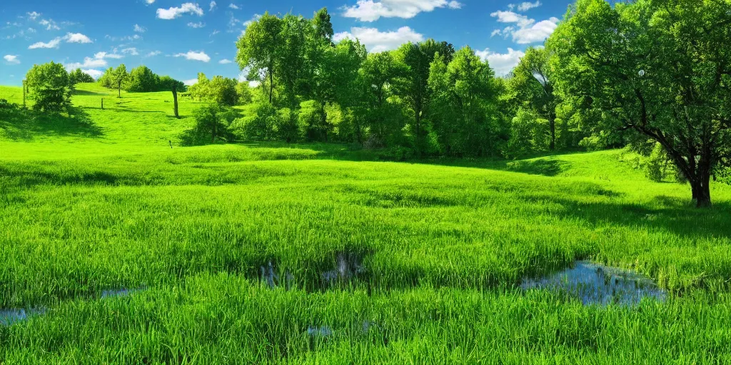 Image similar to idyllic beautiful green pasture, detailed, intricate, masterpiece, 8k resolution,