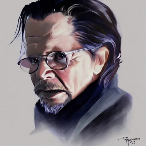 Prompt: greg manchess painting of gary oldman from the film bram stoker's dracula ( 1 9 9 2 ) as an overwatch character, profile picture, matte painting, bold shapes, hard edges, street art, trending on artstation, by huang guangjian and gil elvgren and sachin teng