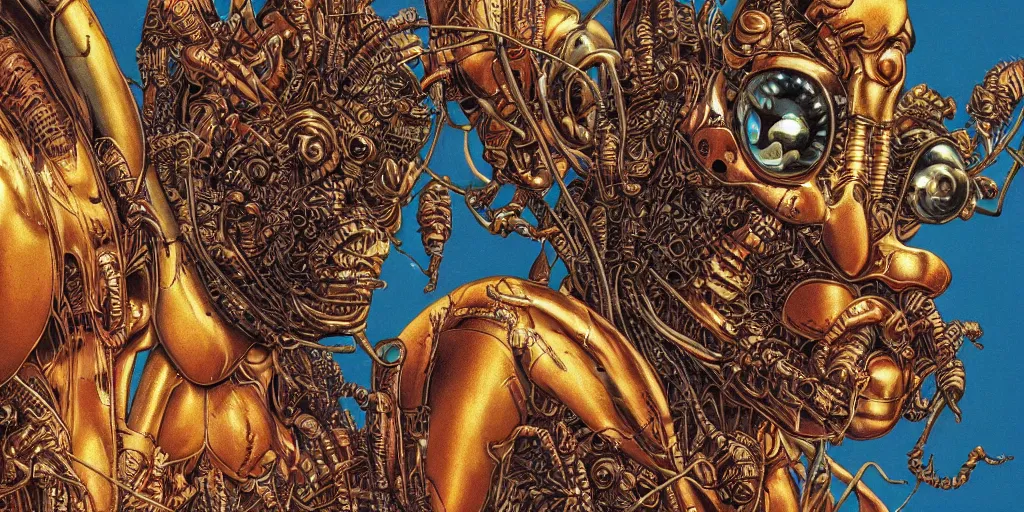 Image similar to closeup of insect man, by yoichi hatakenaka, masamune shirow, josan gonzales and dan mumford, ayami kojima, takato yamamoto, barclay shaw, karol bak