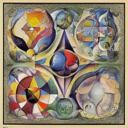 Prompt: complex mathematical equations inspired by bosch, botticelli, vasarely, klee. mathematical paradise, detailed beautiful animals, esoteric equation heaven, detailed beautiful plants, 3 d platonic solids, elegant intricate diagrams, beautiful equations, oil paint, pen and ink, color, hyperrealistic, on loan from louvre, masterpiece