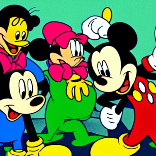 Prompt: mickey mouse in the style of Boys Club by Matt Furie