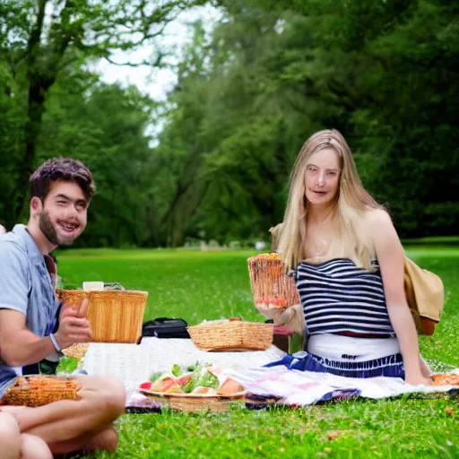 Prompt: people on a picnic, photo portrait, symmetry, awesome exposition, very detailed, highly accurate, professional lighting diffracted lightrays, 8 k, sense of awe