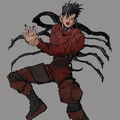 Image similar to akira pose in planescape, concept