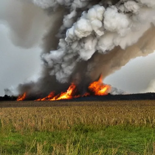 Image similar to a tornado make of flames in a field