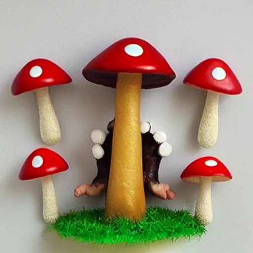 Image similar to a mushroom man, cute