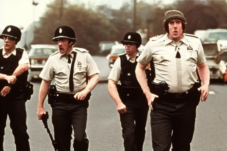 Image similar to a still of the movie hot fuzz directed by stanley kubrick in 1 9 8 0