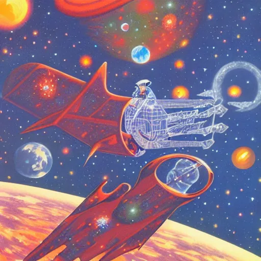 Prompt: Liminal space in outer space by Kelly Freas