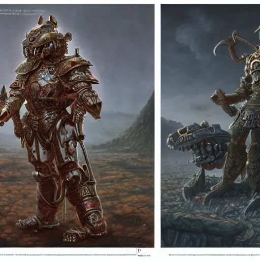 Image similar to , bismuth metal skullknight armor, anthropomorphic shiba inu, standing, cementary of skulls, fantasy 3 d render, masterpiece, red aura, by donato giancola and greg rutkowski and wayne barlow and zdzisław beksinski, realistic face