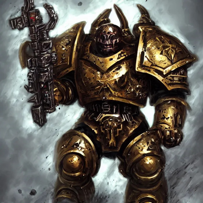 Image similar to a chaos space marine from warhammer 4 0 k, digital art, 4 k, deviantart, trending on artstation,