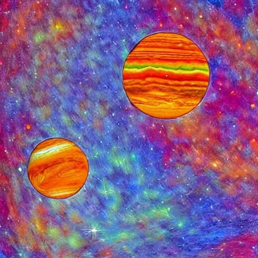 Image similar to Installation art. Using data from a NASA exoplanet space telescope, scientists discovered a Jupiter-like world 379 light-years from Earth, orbiting a star similar to our Sun. by Erin Hanson spirited