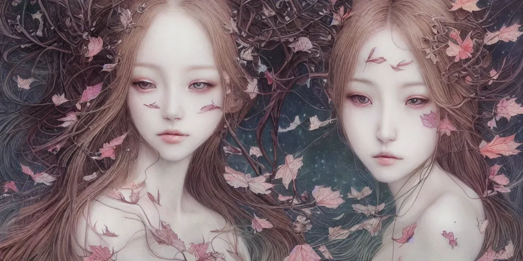 Image similar to breathtaking delicate detailed concept art creature, by miho hirano, autumn, bizarre compositions, exquisite detail, pastel colors, 8 k