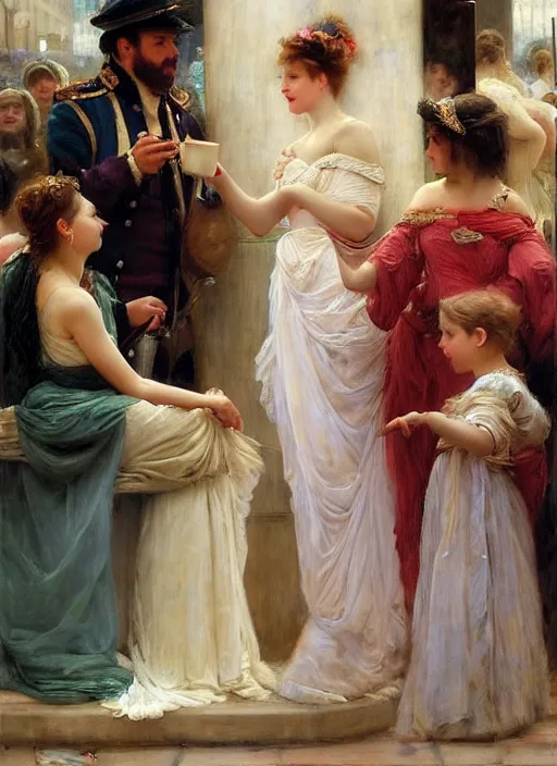 Prompt: a roman emperor waiting in line at starbucks by vladimir volegov and alexander averin and pierre auguste cot and delphin enjolras