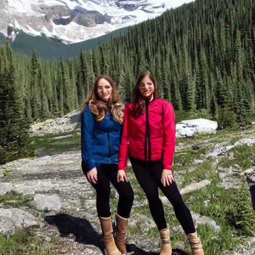 Prompt: pretty canadian girls standing in the mountains