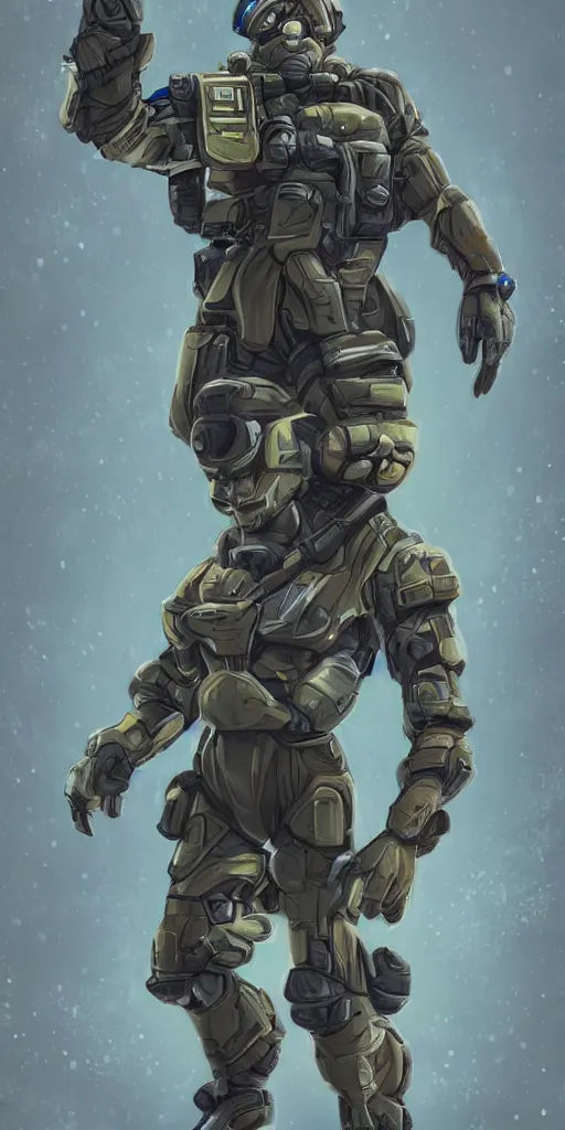 Image similar to scifi soldier in the style of Blizard
