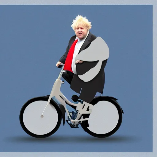 Prompt: Boris Johnson riding a unicycle in a silly costume, digital art