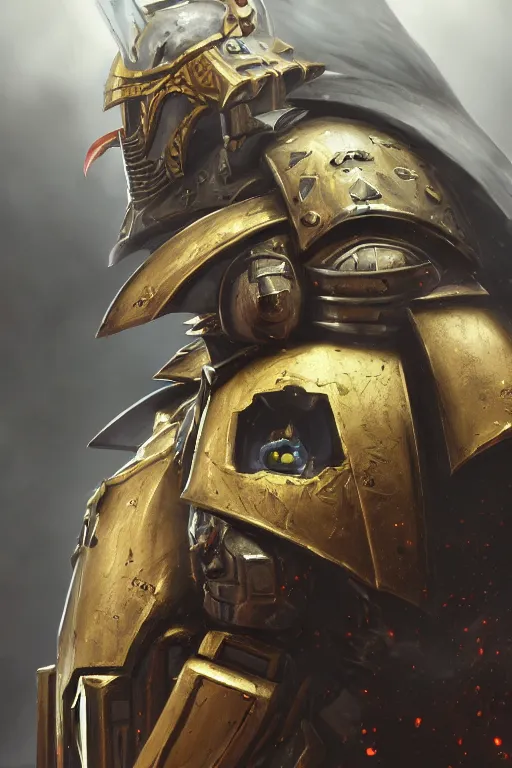 Image similar to armor portrait heros warhammer 4 0 k horus heresy fanart - the primarchs emperor by johannes helgeson animated with vfx concept artist & illustrator global illumination ray tracing hdr fanart arstation zbrush central hardmesh 8 k octane renderer comics stylized