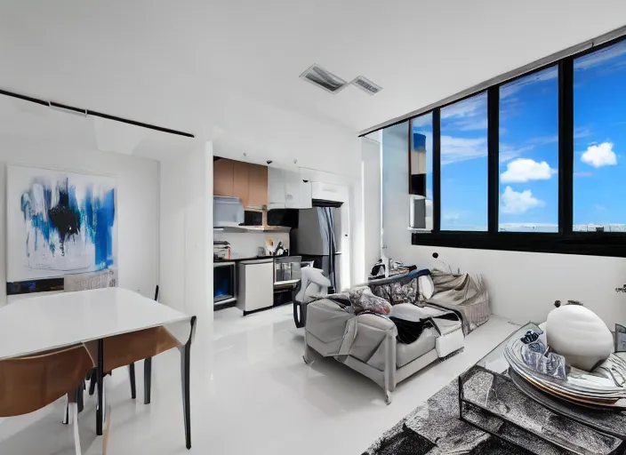 Prompt: 8 k photograph of stunning 2 0 2 2 wynwood studio apartment, award winning modern design, gorgeous, designed by hashimoto yukio